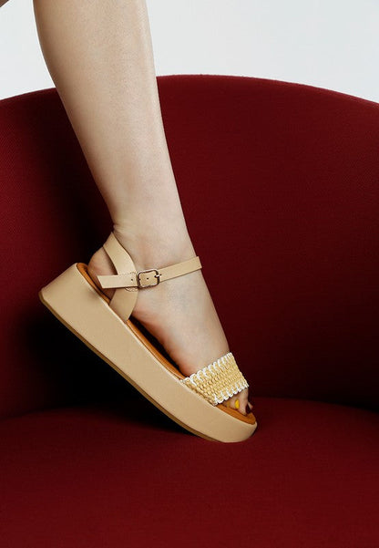Anglong Raffia Flatform Sandals