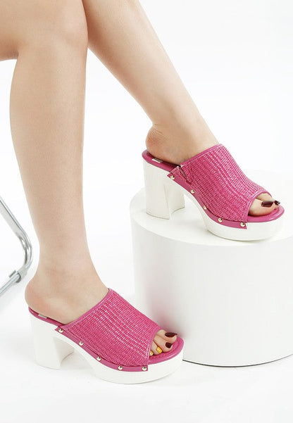 Marengo Raffia Wooden Clogs