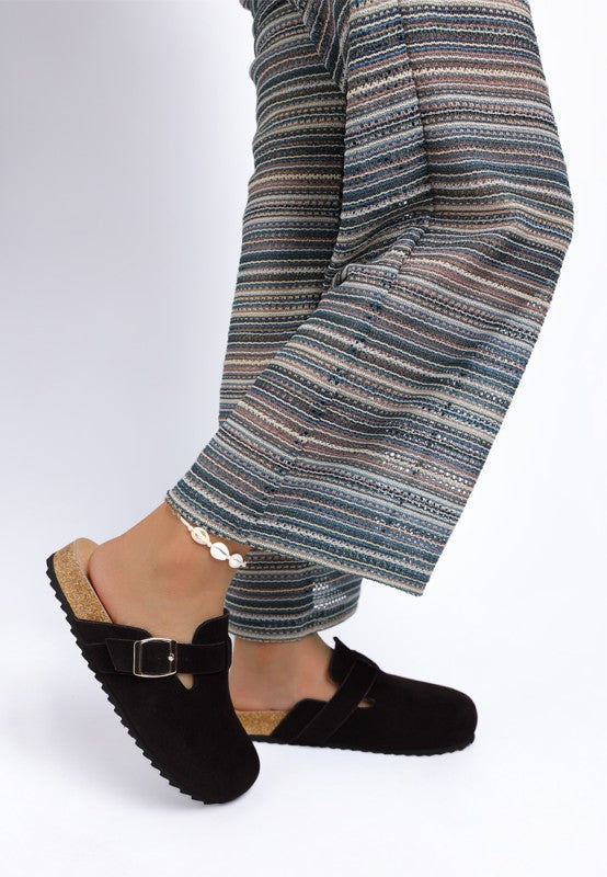 Ratiha Buckle Accent Slip-On Footbed Mules