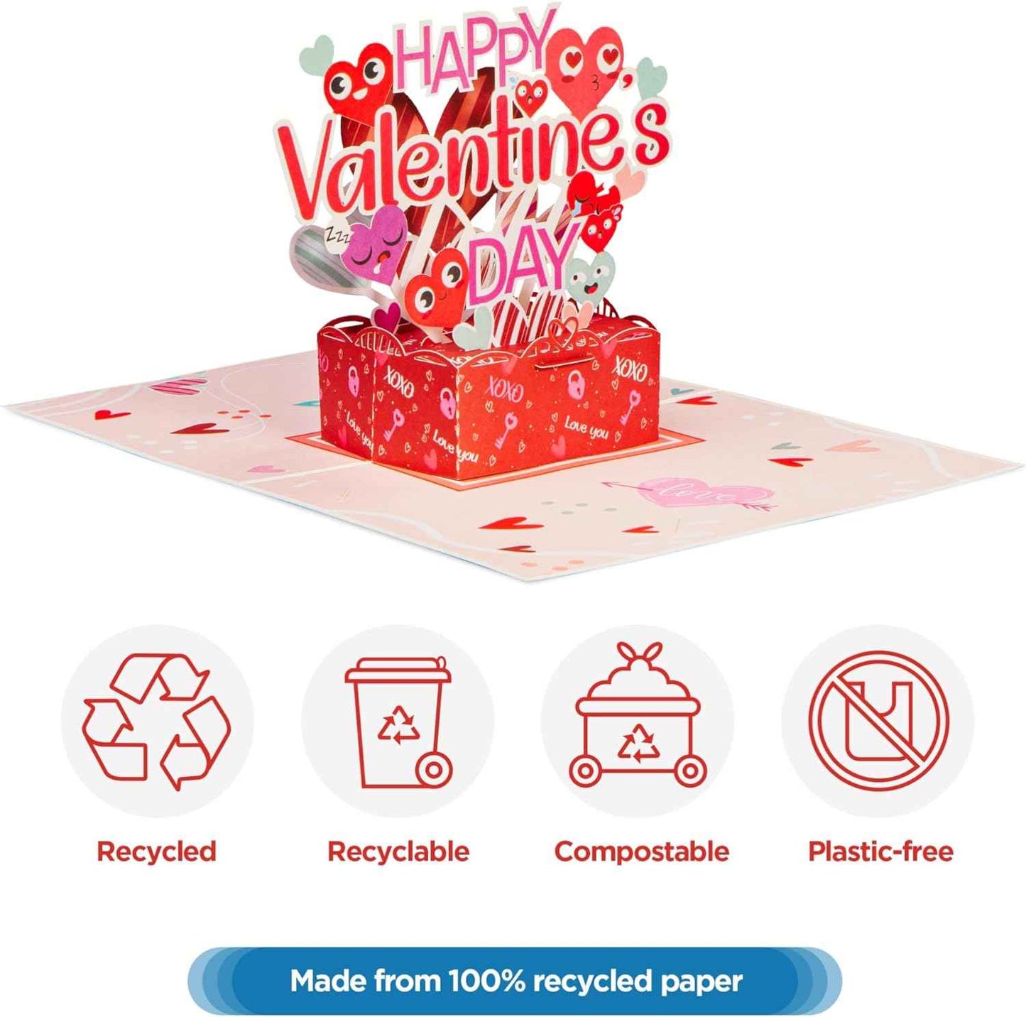 Happy Valentines Day Pop Up Card - Frndly 5" x 7"