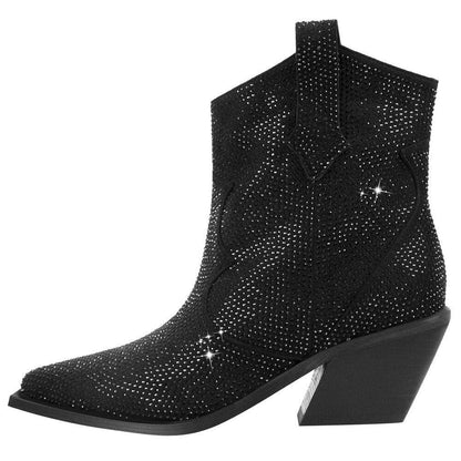Women’s Rhinestone Encrusted Bootie Style Cowboy Boots