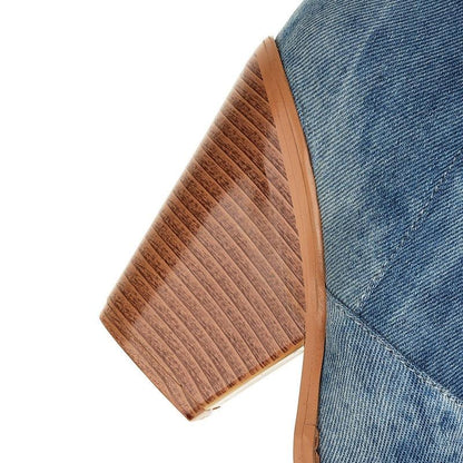 Tie Dye Denim Knee-High Cowgirl Boots