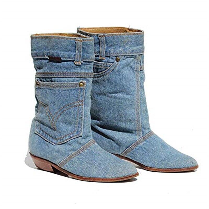 Sky Blue Denim Cowboy Boots