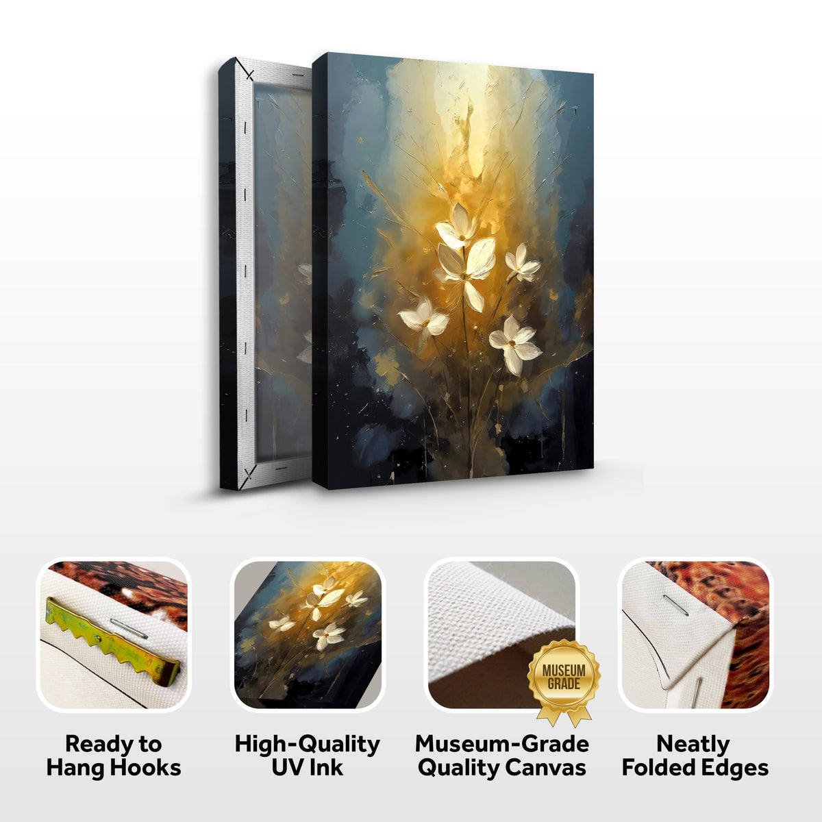Golden Glow Elegant Flower Wall Art