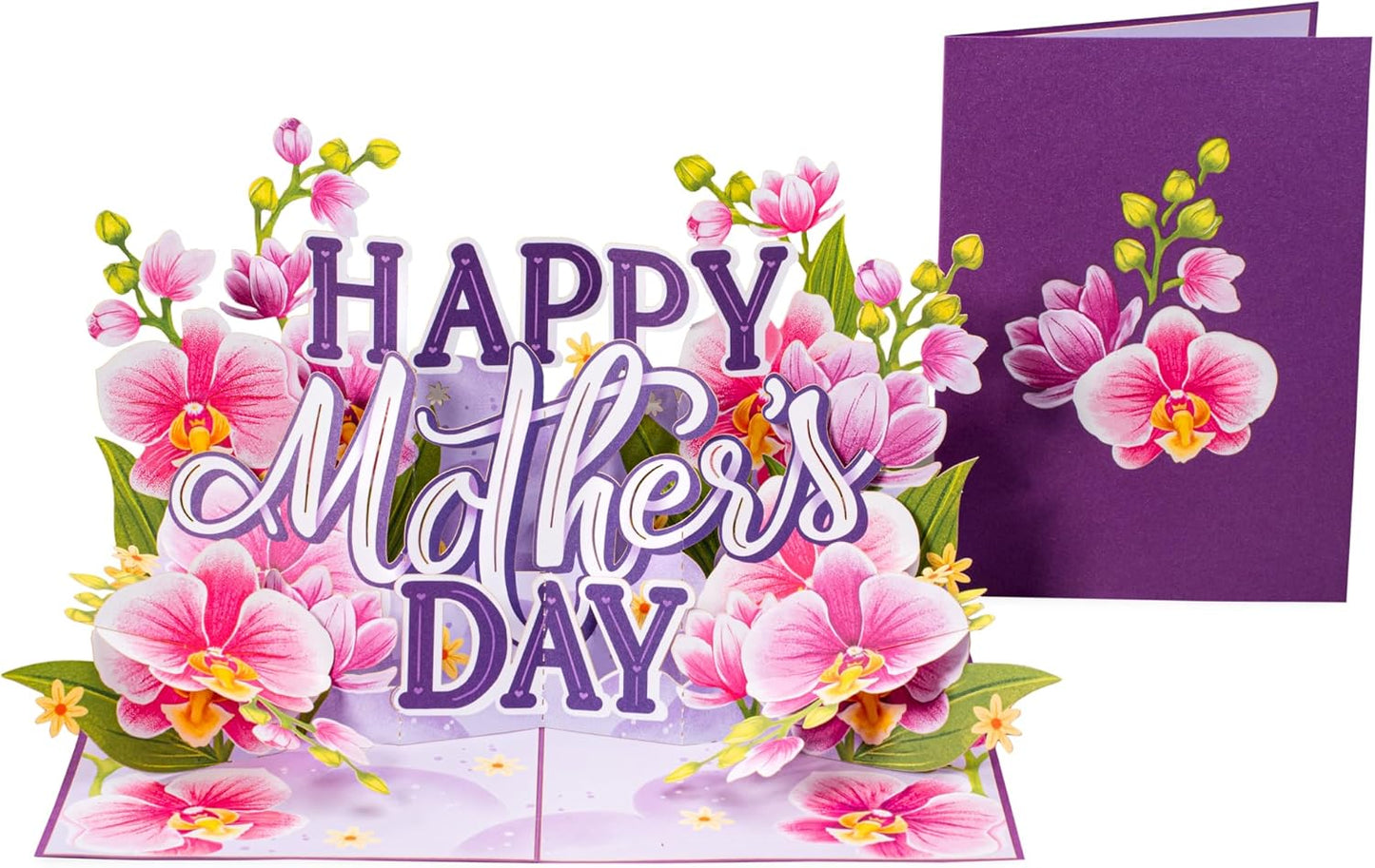 Happy Mothers Day Orchids Pop Up Card - 5" x 7"