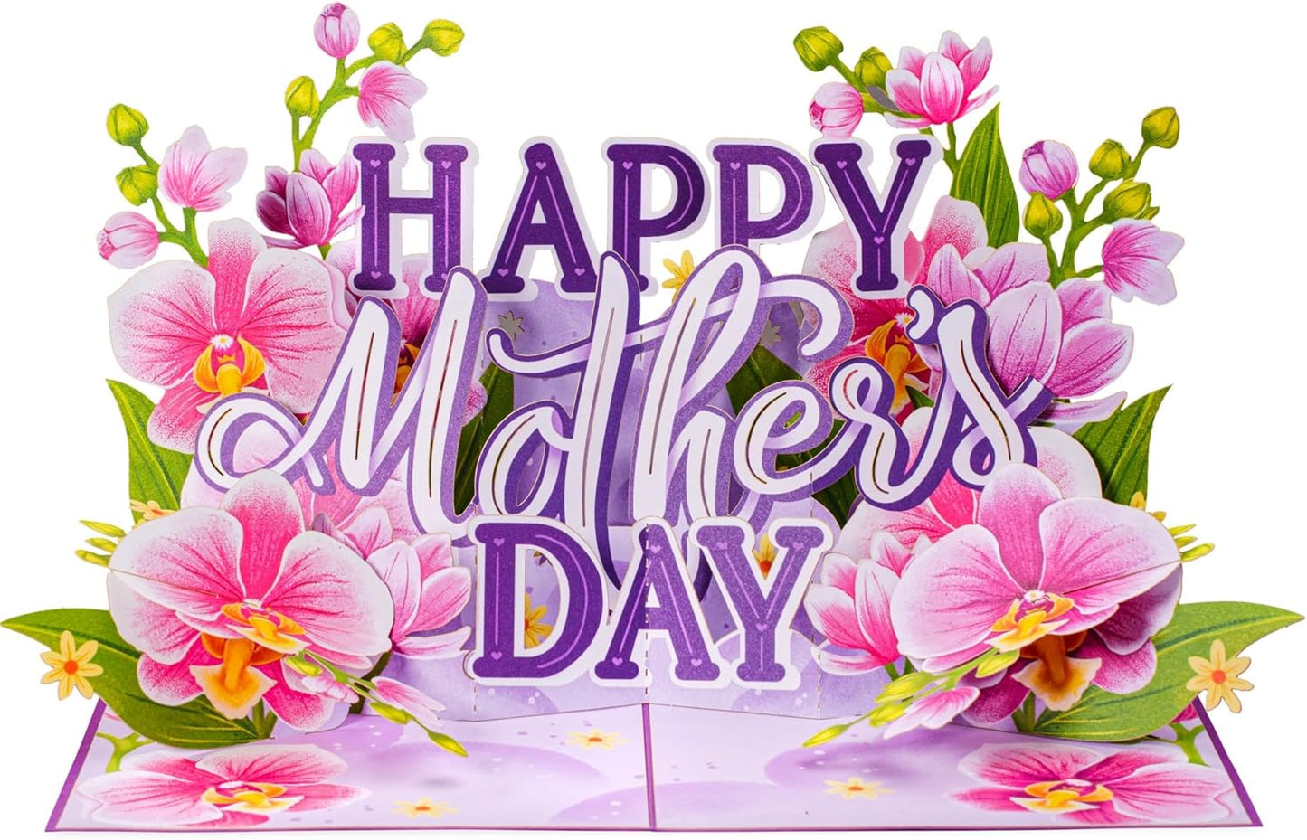 Happy Mothers Day Orchids Pop Up Card - 5" x 7"