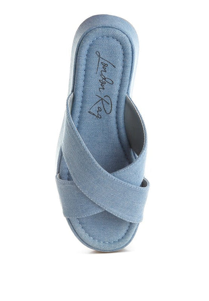 Karbi Denim Flatform Slip Ons