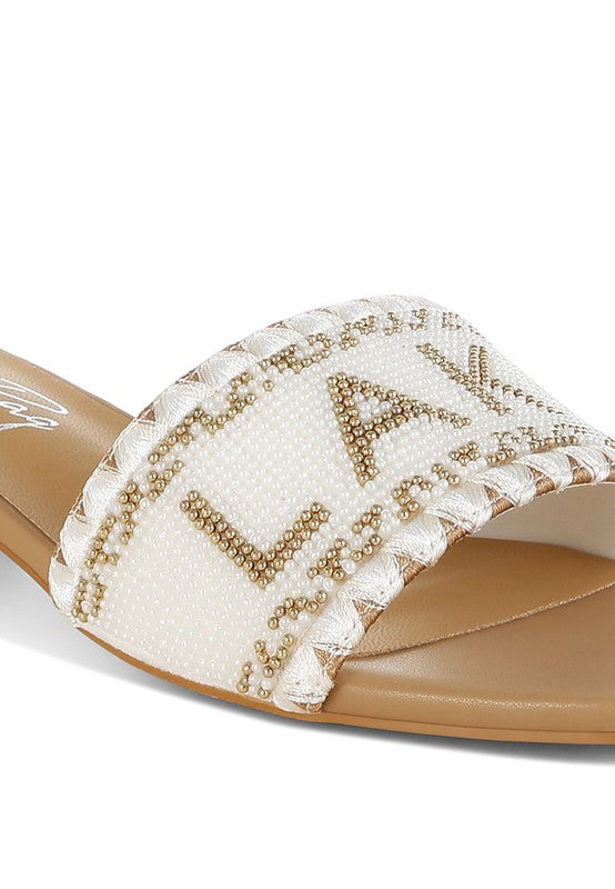Vacay Babe Lake Como Beaded Slip-On Heels