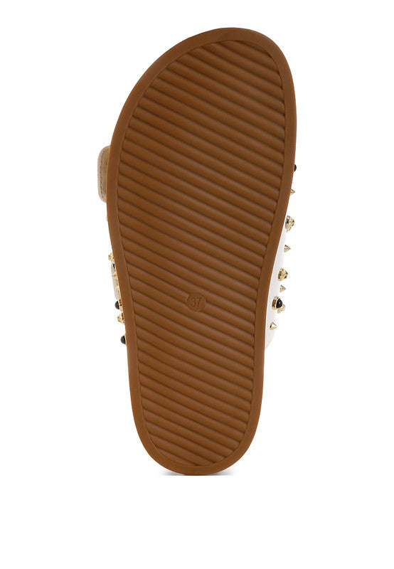 Jayata Metallic Stud Embellished Sliders