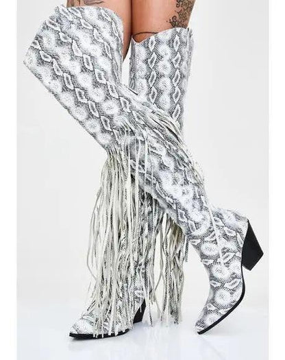 Vintage Fringe Over-the-Knee Boots