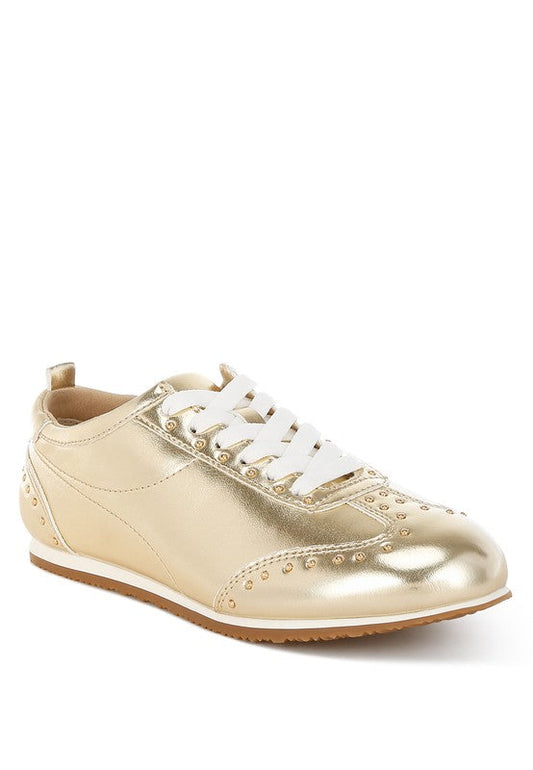 Yorika Studded Metallic Pleather Sneakers
