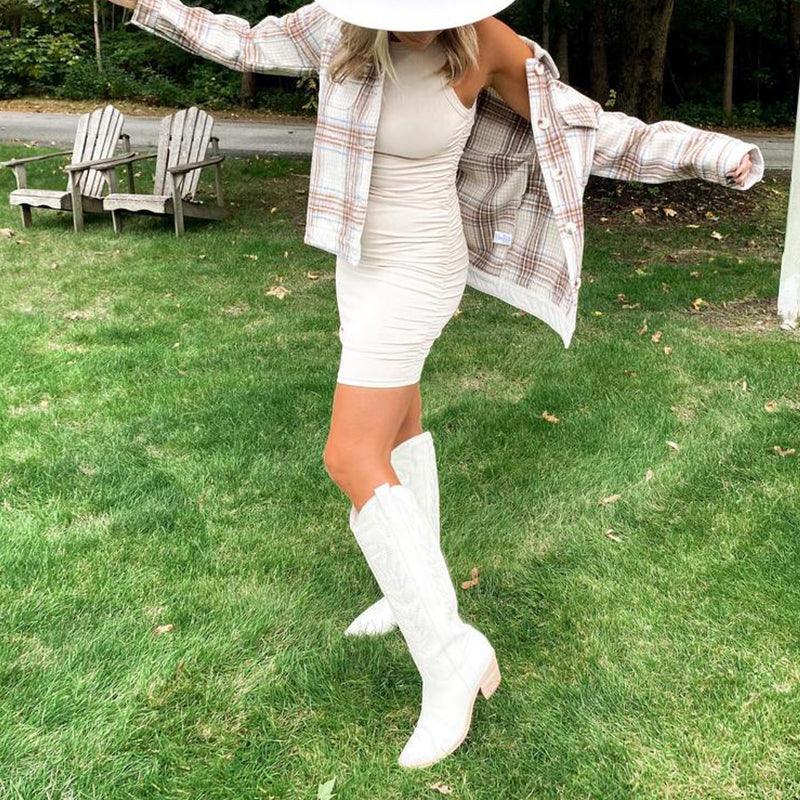 Embroidered Western Cowboy Knee-High Boots - Stylish Cowgirl Chic