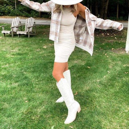 Embroidered Western Cowboy Knee-High Boots - Stylish Cowgirl Chic