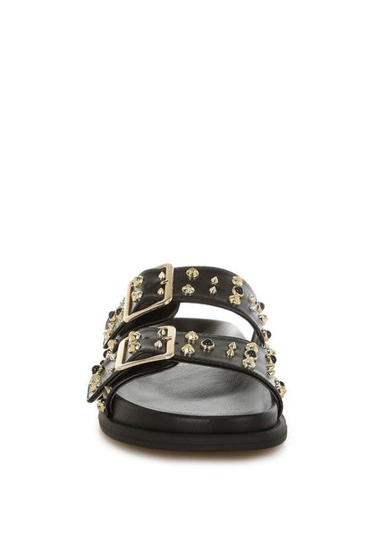 Jayata Metallic Stud Embellished Sliders