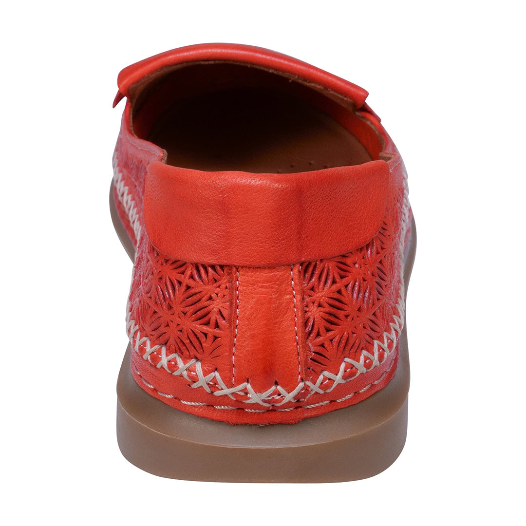 Ginger Red Perforated Leather Flats