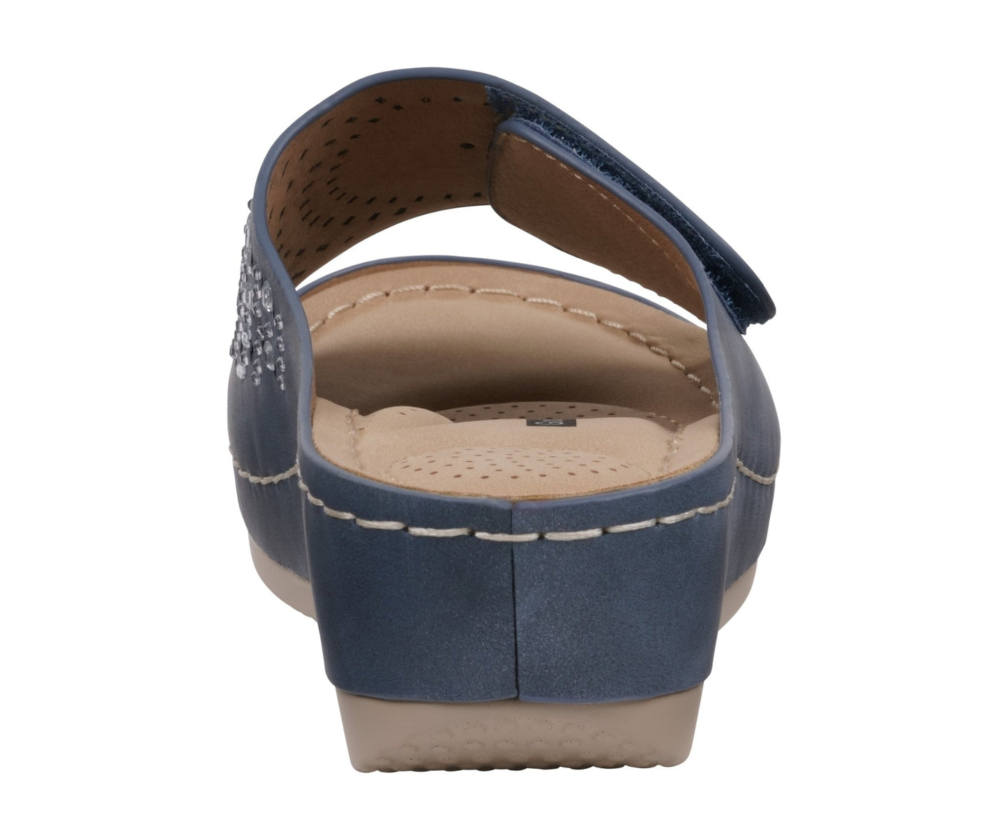 Women's Adrina Embellished Velcro Navy Wedge Sandals