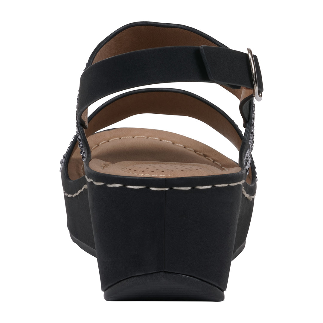 Women's Alexia Black Embellished Wedge Sandals