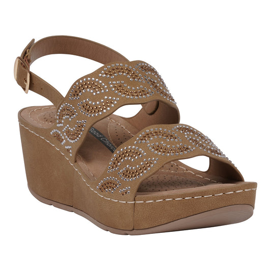 Women's Alexia Bronze Embellished Wedge Sandals