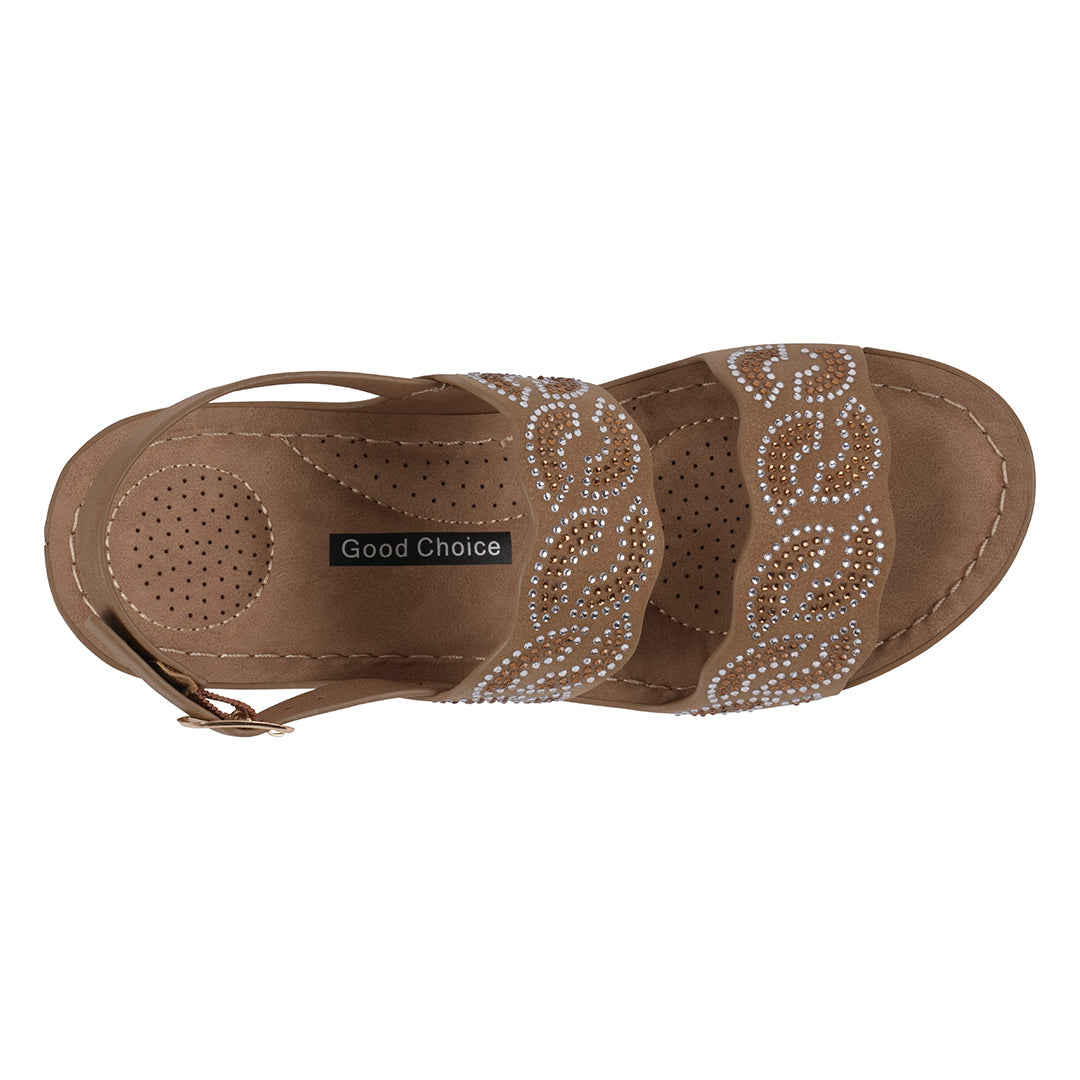 Women's Alexia Bronze Embellished Wedge Sandals