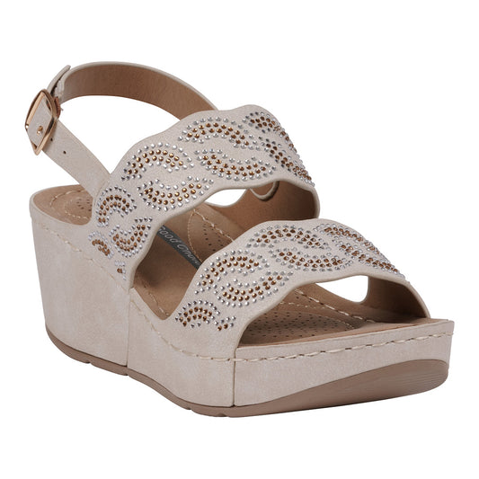 Women's Alexia Gold Embellished Wedge Sandals