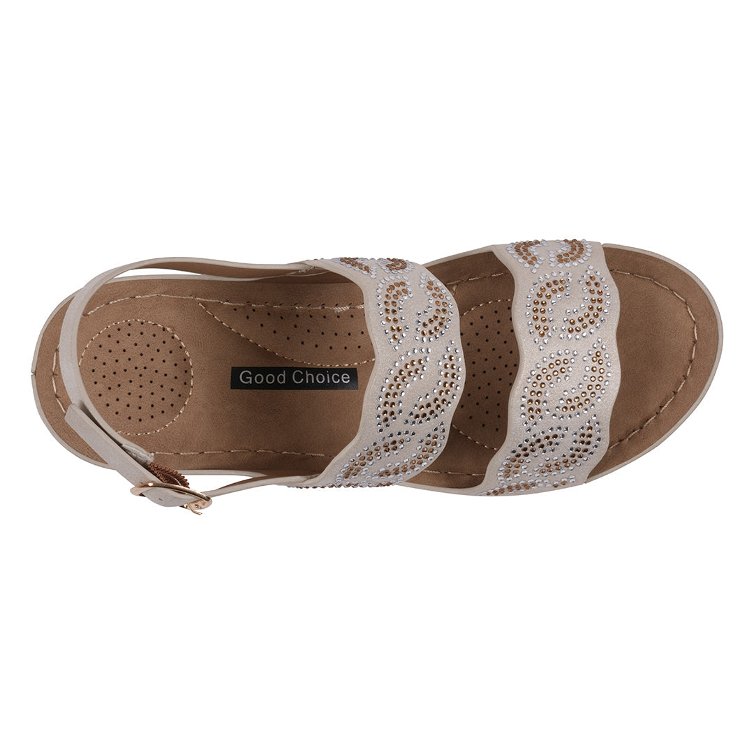 Women's Alexia Gold Embellished Wedge Sandals