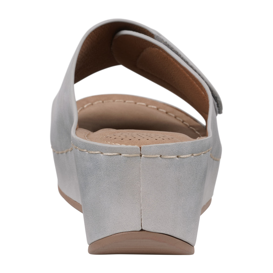 Women's Annora Silver Embellished Velcro Wedge Sandals