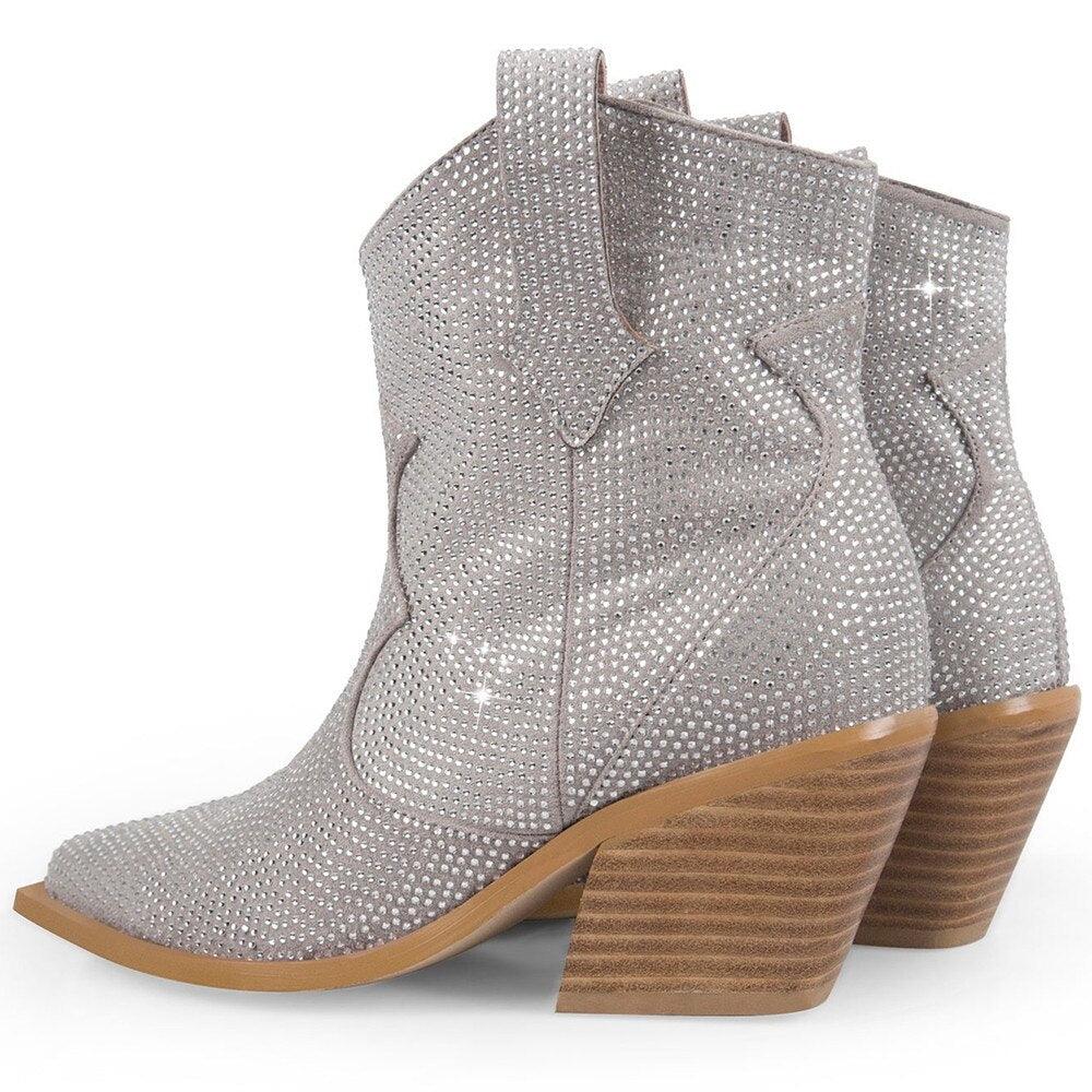 Women’s Rhinestone Encrusted Bootie Style Cowboy Boots