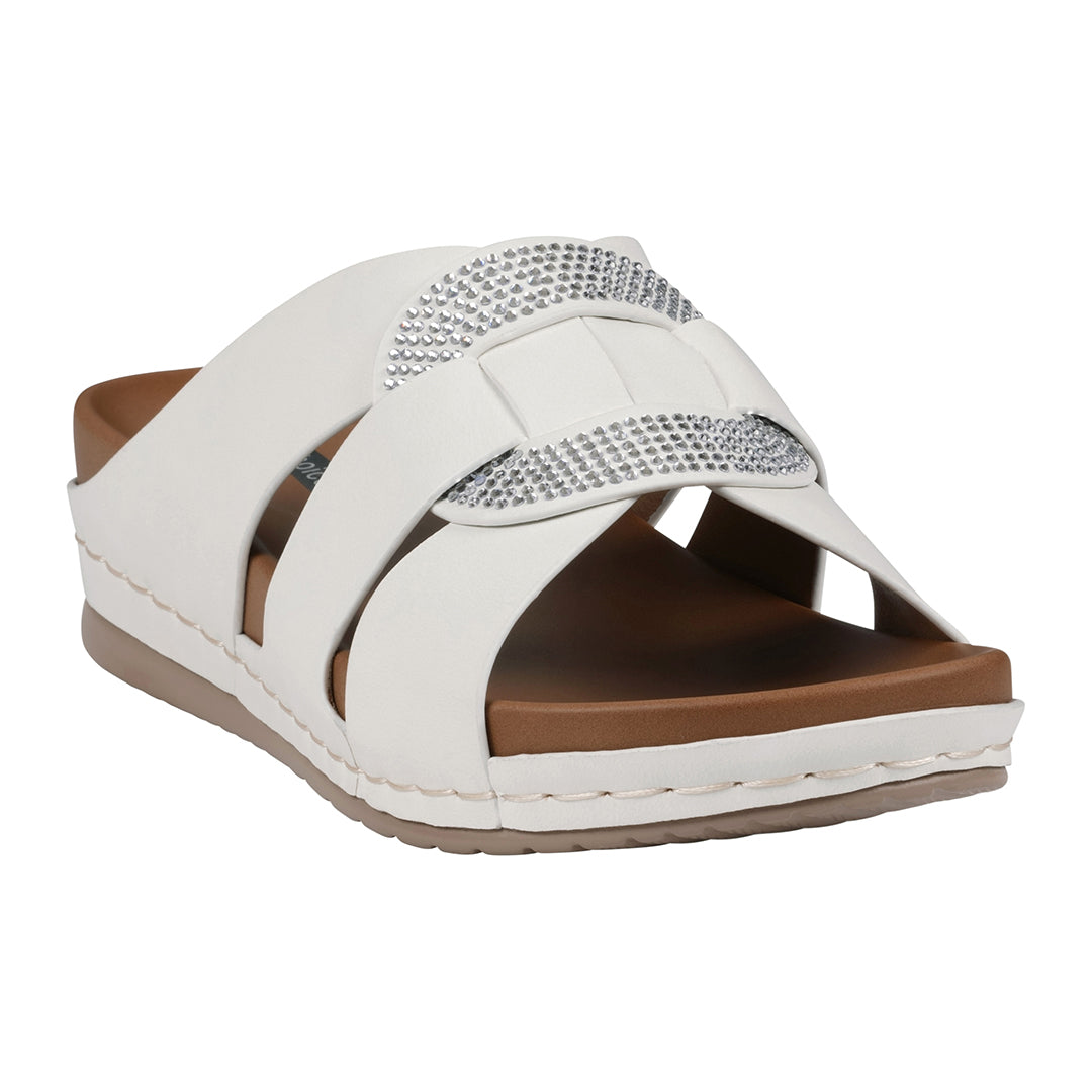 Women's Betsy White Embellished Comfort Sandals