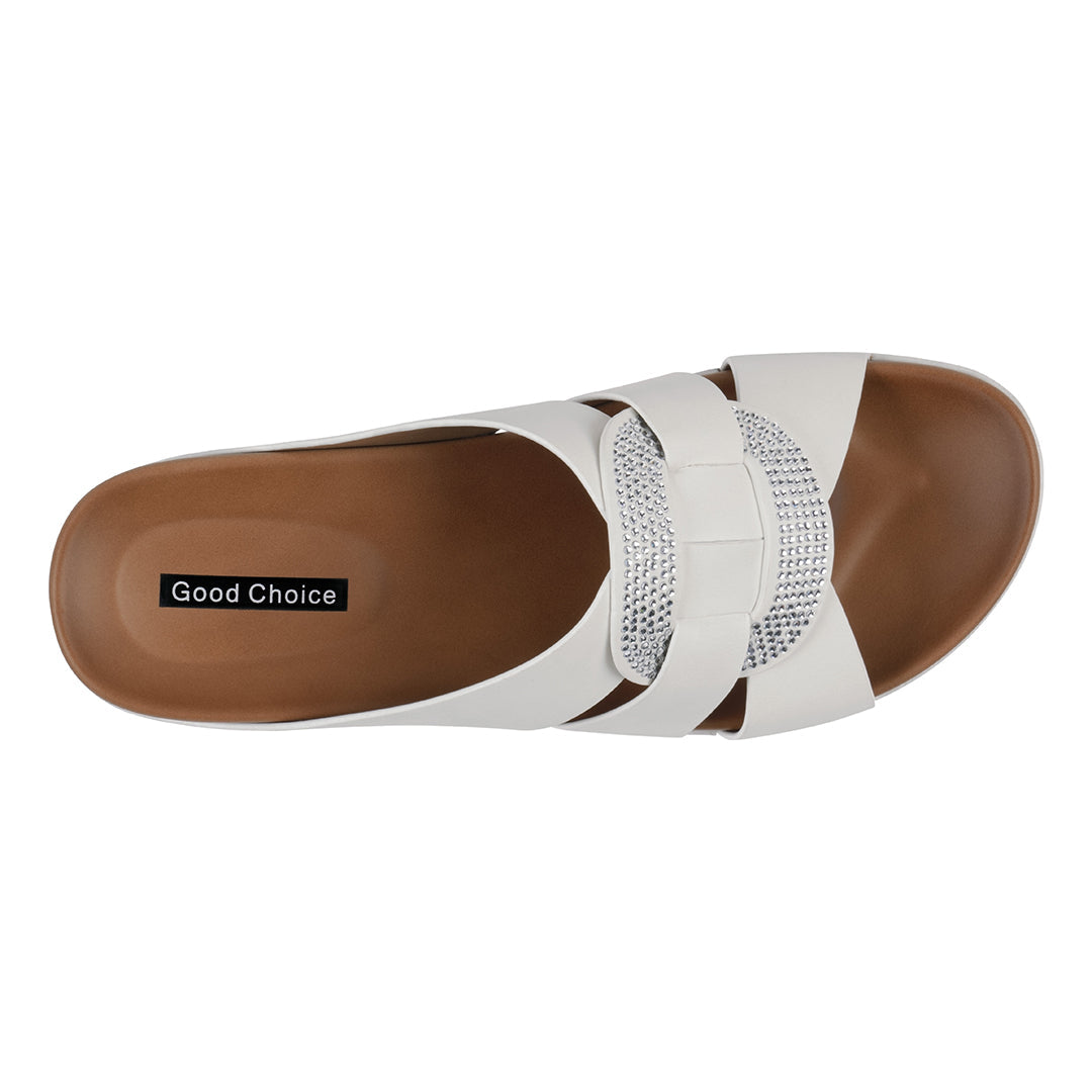 Women's Betsy White Embellished Comfort Sandals