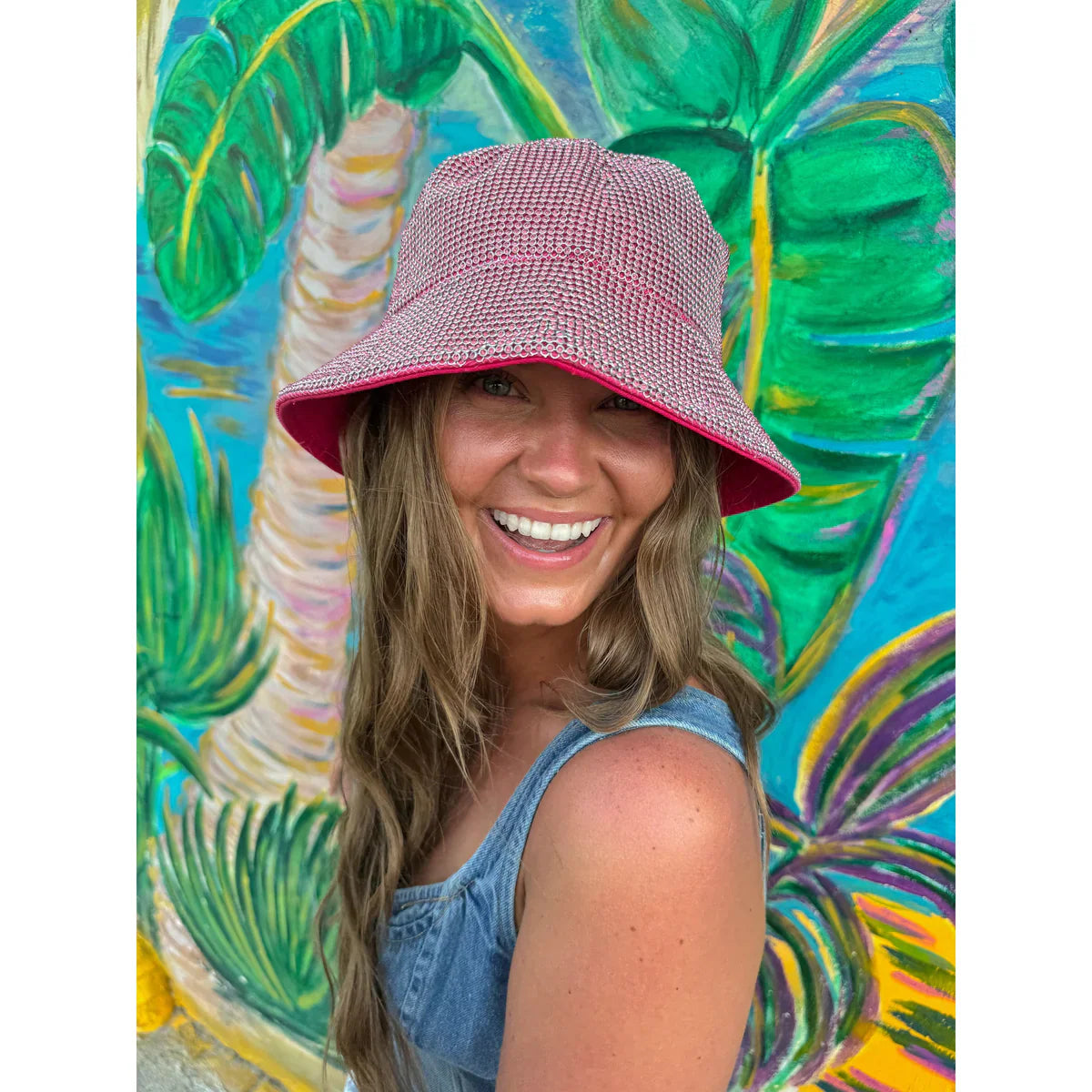 Allover Rhinestone C.C Bucket Hat