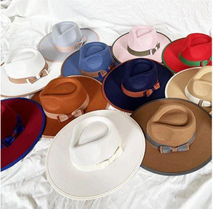 The Magnolia Bow Fedora - Elegant Woolen Fedora Hat for Stylish Cowgirls, Luxury Country Fashion