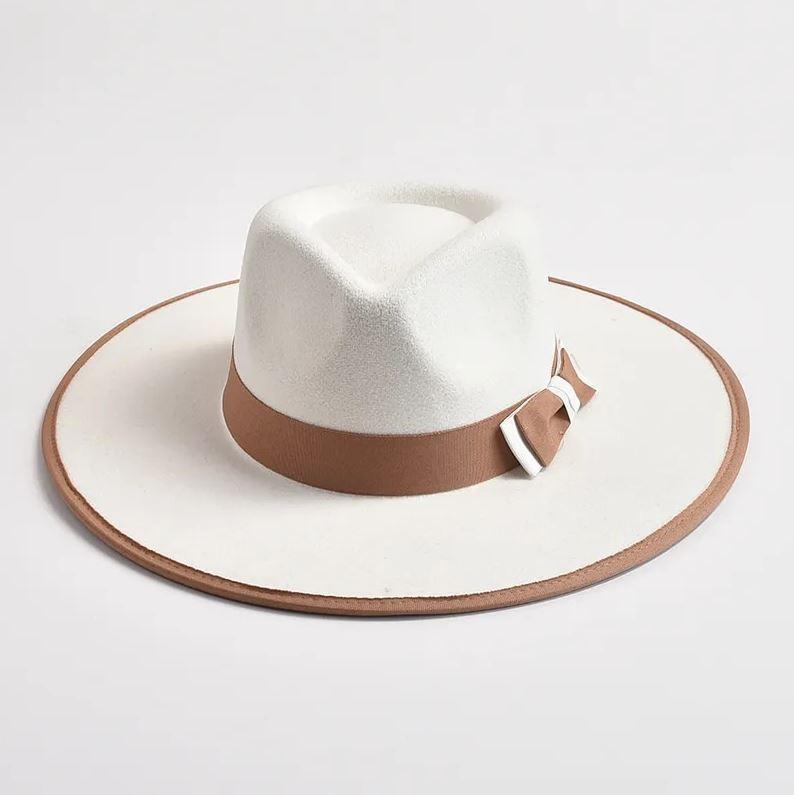 The Magnolia Bow Fedora - Elegant Woolen Fedora Hat for Stylish Cowgirls, Luxury Country Fashion