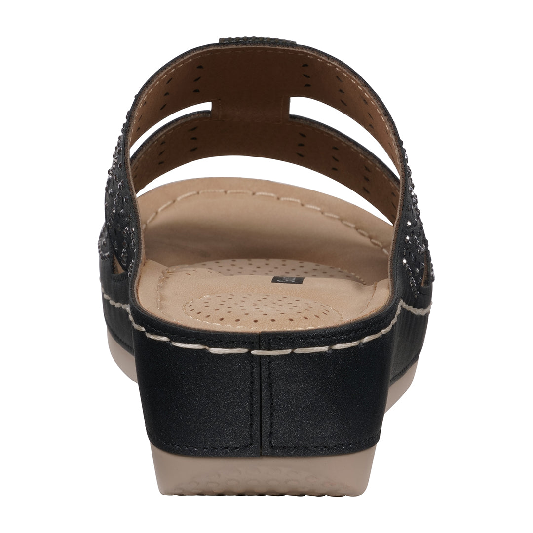 Women's Carrie Black Embellished Wedge Sandals