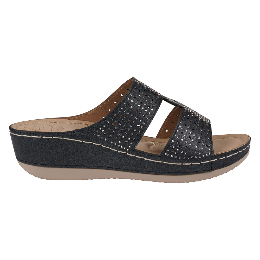 Women's Carrie Black Embellished Wedge Sandals