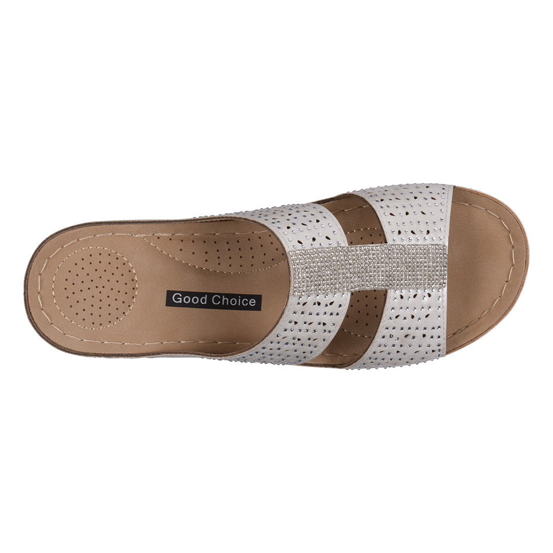 Women's Carrie White Embellished Wedge Sandals