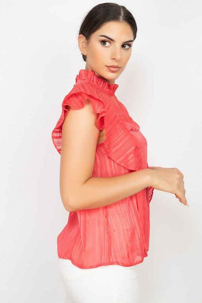 Short Sleeve Ruffle Shadow Top