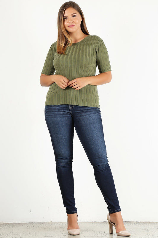 Plus Size Solid Print Fitted Top - It's a Girly Place