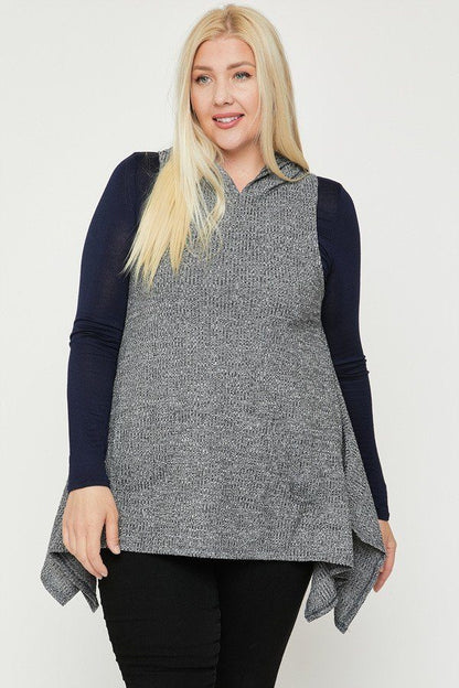 Plus Size Two Tone Knit, Sleeveless Top - It's a Girly Place