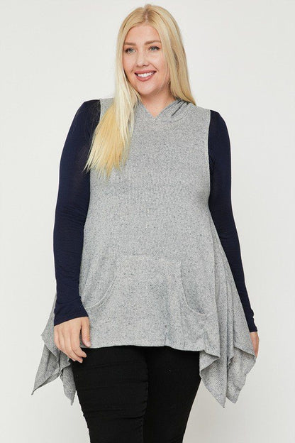 Plus Size Two Tone Knit, Sleeveless Top - It's a Girly Place