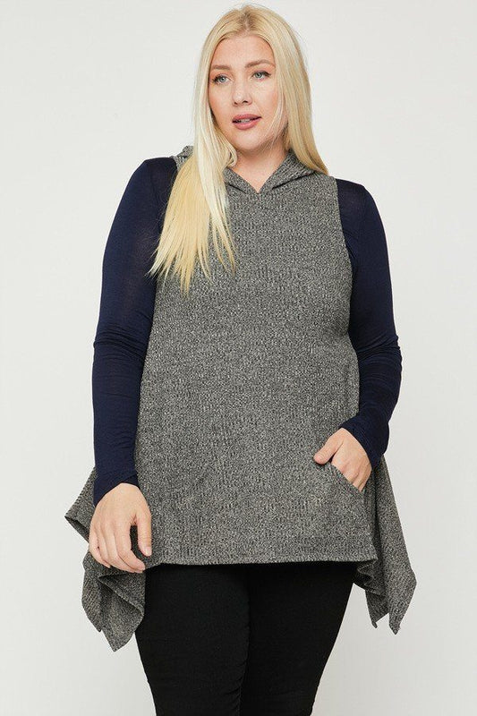 Plus Size Two Tone Knit, Sleeveless Top - It's a Girly Place