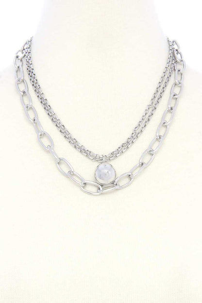 Metal Ball Oval Link Layered Necklace - It's a Girly Place