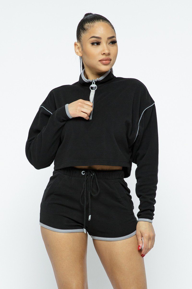 Sporty Crop Top Sporty High-waist Shorts Set - It's a Girly Place