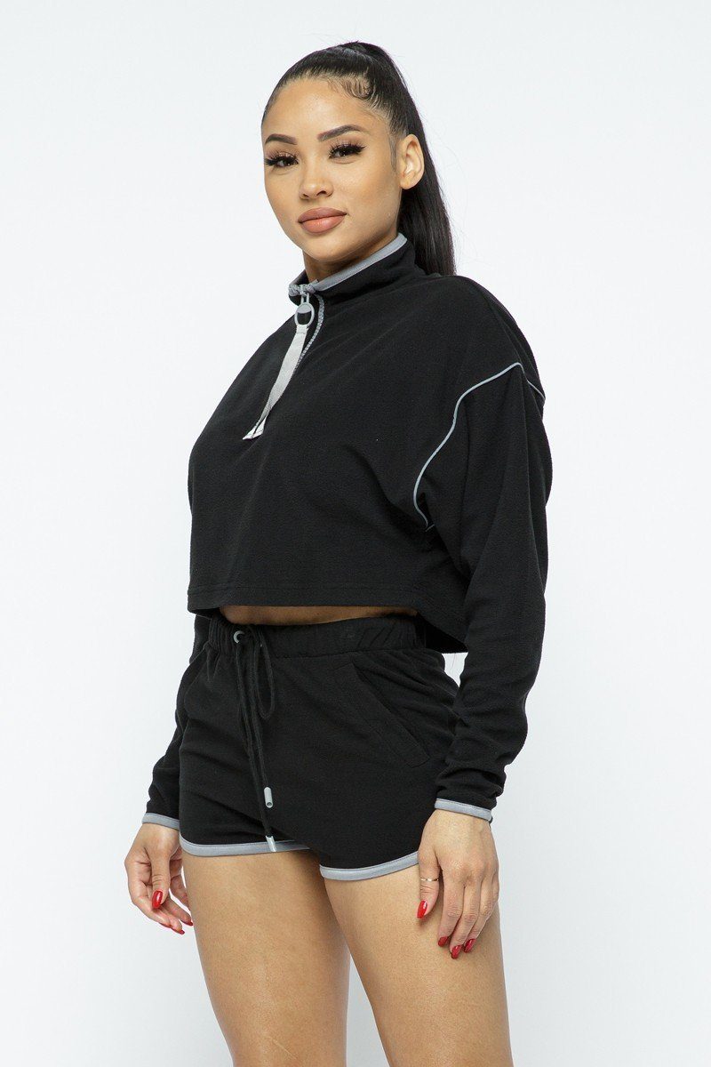 Sporty Crop Top Sporty High-waist Shorts Set - It's a Girly Place