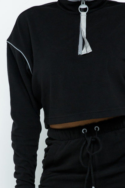 Sporty Crop Top Sporty High-waist Shorts Set - It's a Girly Place