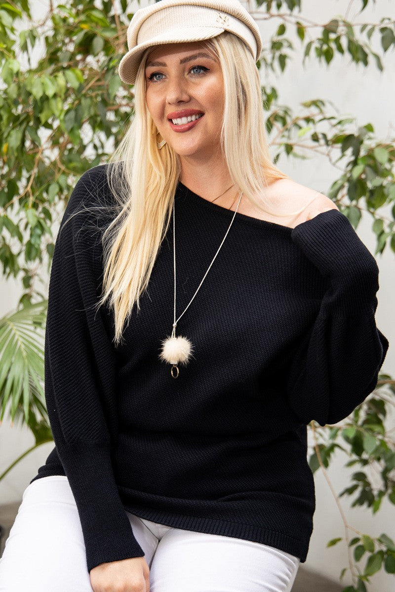 Round Neck Long Sleeve Solid Sweater - It's a Girly Place