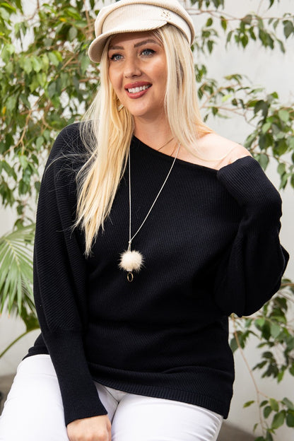 Round Neck Long Sleeve Solid Sweater - It's a Girly Place