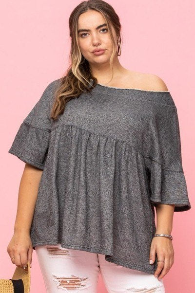 Solid French Pullover Terry Woven Top - It's a Girly Place