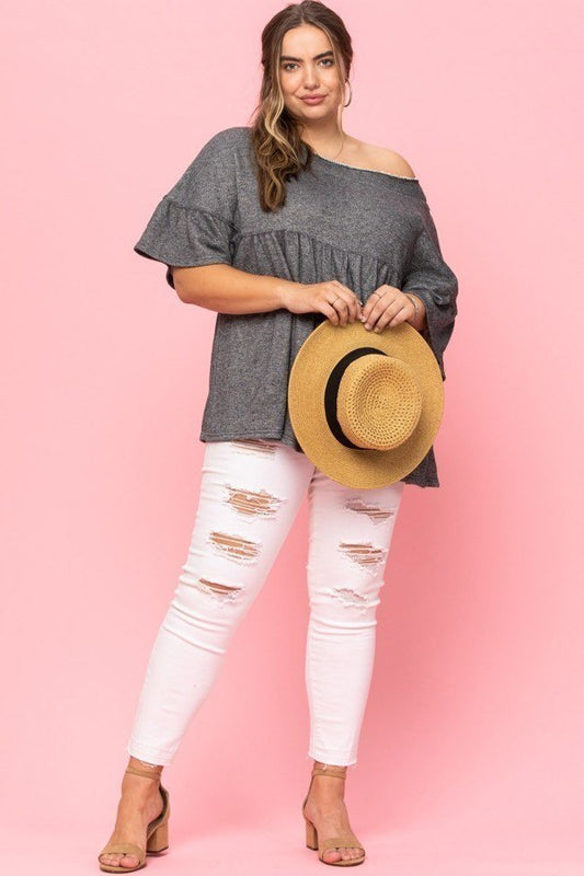 Solid French Pullover Terry Woven Top - It's a Girly Place