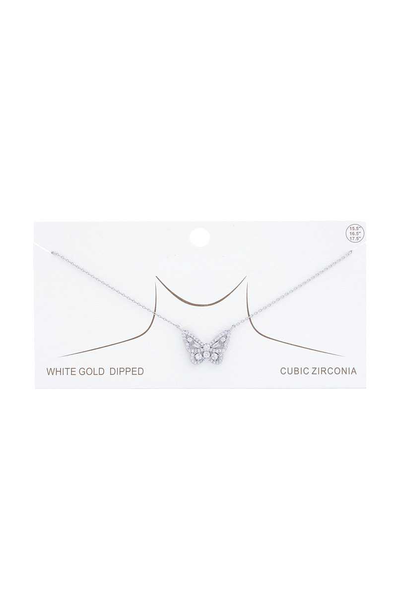 Rhinestone Butterfly Charm Gold Dipped Necklace - It's a Girly Place