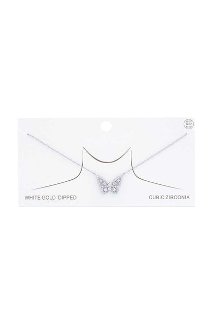 Rhinestone Butterfly Charm Gold Dipped Necklace - It's a Girly Place